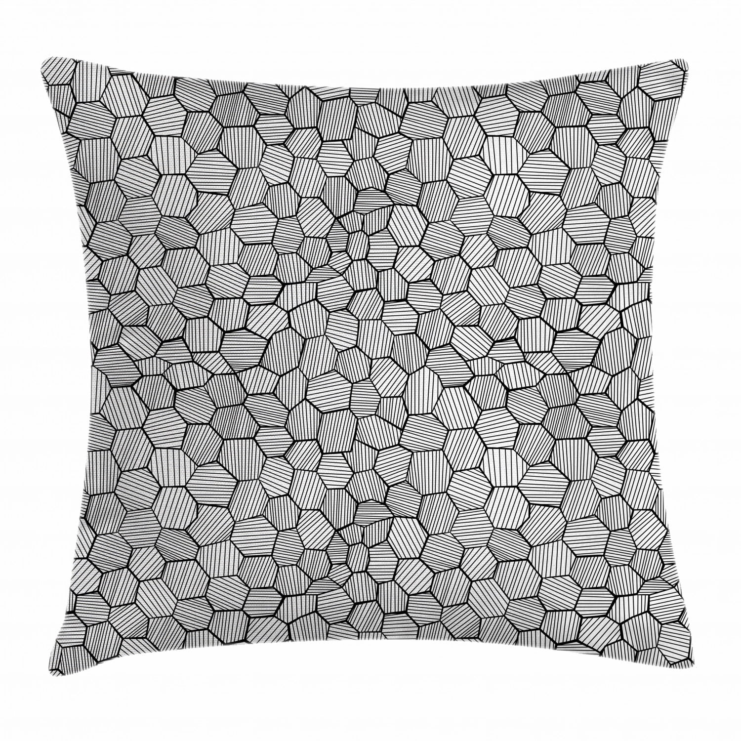 Geometric Throw Pillow Cushion Cover, HandDrawn Sketch Deformed
