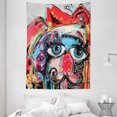 thumbnail image 1 of Art Decor Tapestry, Grafitti like Sketchy Colorful Painting with Human like Face Dog Animal Image , Wall Hanging for Bedroom Living Room Dorm Decor, 60W X 80L Inches, Multi Colored, by Ambesonne, 1 of 2