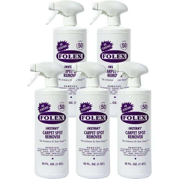 5 Pack Folex 32 oz Instant Carpet Spot Remover Carpet Cleaner - Removes Pet Accidents, Grease, Red Wine and More