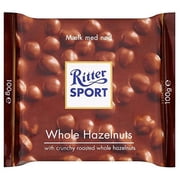 Ritter Sport Milk Chocolate Bar - Whole Hazelnuts (100g) - Pack of 2