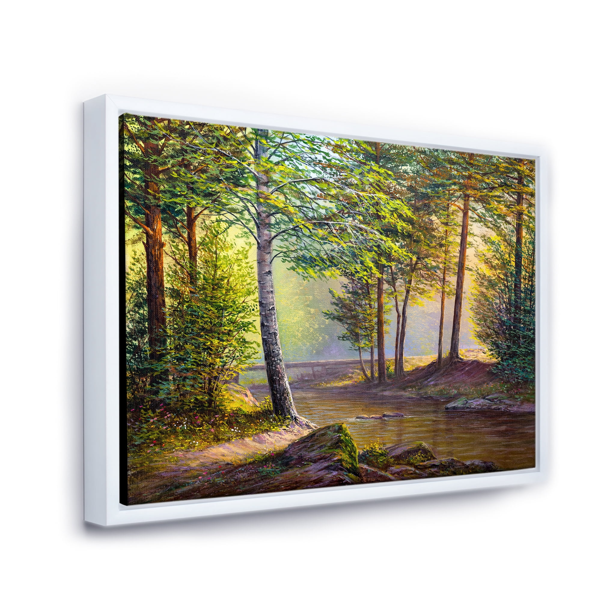 Designart 'Sunrise Glow Through The Awakening Fir Forest' Traditional Framed Canvas Wall Art Print