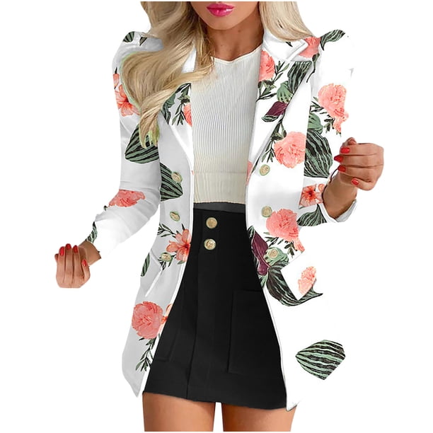 Trajes de falda corta informal con cuello vuelto y manga larga con estampado de moda para mujer Wmkox8yi bvn377