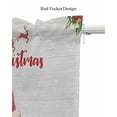 thumbnail image 5 of Pink Santa Christmas Linen Curtain Valance for Bedroom/Bathroom/Kitchen/Office/Living/Dining Room Window,Xmas Tree Berry Winter Snowflake Gifts Rod Pocket Topper Decorative Cafe Drapes Panel 54"x18", 5 of 6