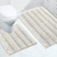 thumbnail image 1 of Juego de alfombras de baño, felpilla, color turquesa, superabsorbente, crema, 1 of 7
