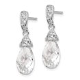 thumbnail image 2 of Sterling Silver Teardrop CZ Dangle Post Earrings, 2 of 3