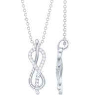 Rosec Jewels Natural Diamond Infinity Pendant Necklace - Love Knot Necklace - HI-SI Quality - Ready to Gift for Valentines, 18K White Gold