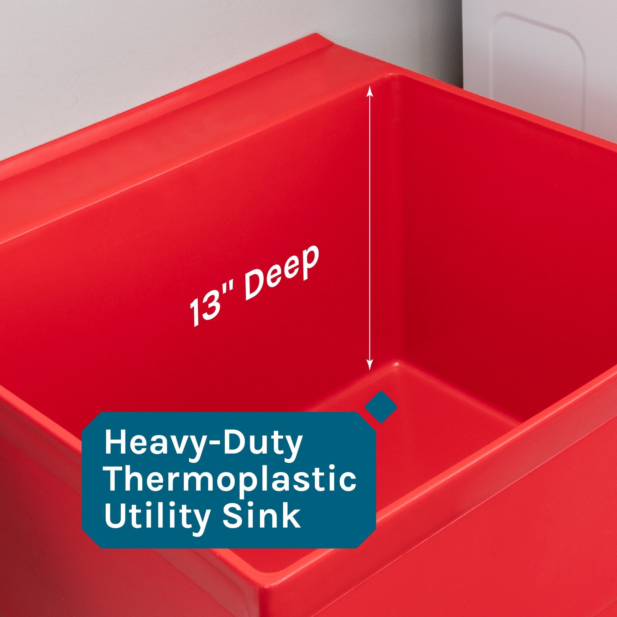 Tehila Red 19 Gallon Utility Sink with Black Legs and P-Trap