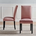 thumbnail image 2 of Side Dining Chair, Set of 2, Velvet, Wood, Pink, Modern Contemporary Urban Design, Kitchen Room Cafe Bistro Restaurant Hospitality, 2 of 10