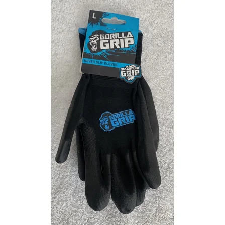 Gorilla Grip Large Glove Latex-Free Machine Washable Nonslip Grip Nylon Black