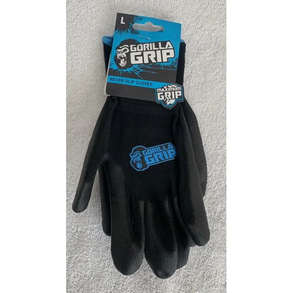 Gorilla Grip Large Glove Latex-Free Machine Washable Nonslip Grip Nylon Black