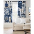 thumbnail image 2 of Nautical Blue Blackout Curtains for Bedroom Living Room Darkening Curtains 63 Inches Long Coastal Turtle Octopus Coral Shell Boat Window Curtain 2 Panels Set Window Treatment Grommet Drapes 52"x63", 2 of 9