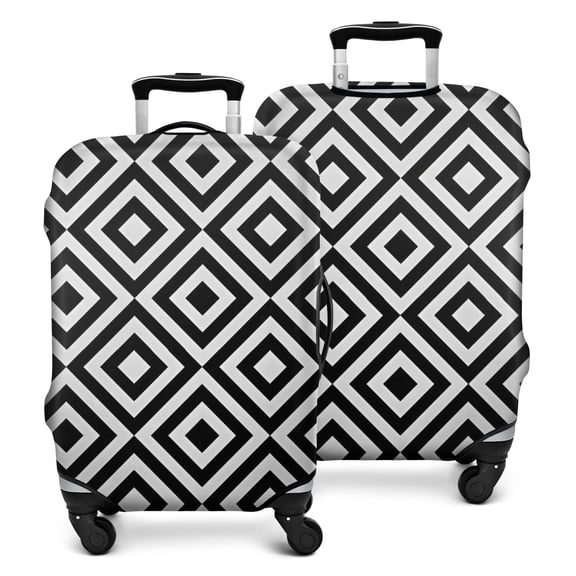 Black White Checkerboard Checkered Pattern Luggage Cover Fashion Suitcase Cover Baggage Covers Fit 25-28 Inch Luggage (Go Travel)