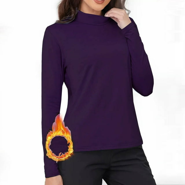 Topliu Womens Solid Color Casual Elastic Inner Lap Undershirt Warm Top Long Sleeve Turtleneck Blouse