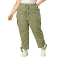 thumbnail image 4 of Agnes Orinda Women's Plus Size Pant Drawstring Elastic Waist Cargo Pants with Pockets 2X Army Green, 4 of 7