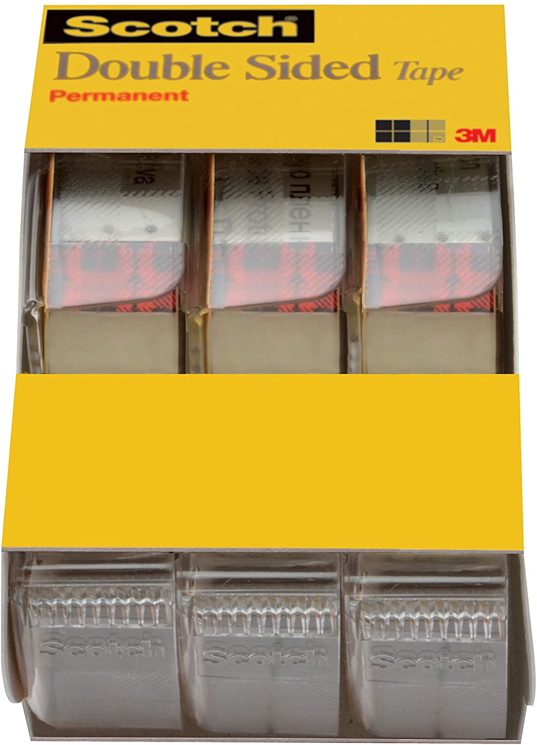 Scotch Double Sided Tape with Dispenser, 1/2 x 250 Inches, 3Pack Caddy