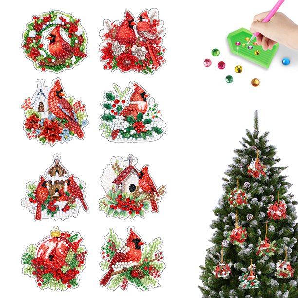 Adornos Pintura Diamantes 8 Piezas Navidad para Suministros Fiesta