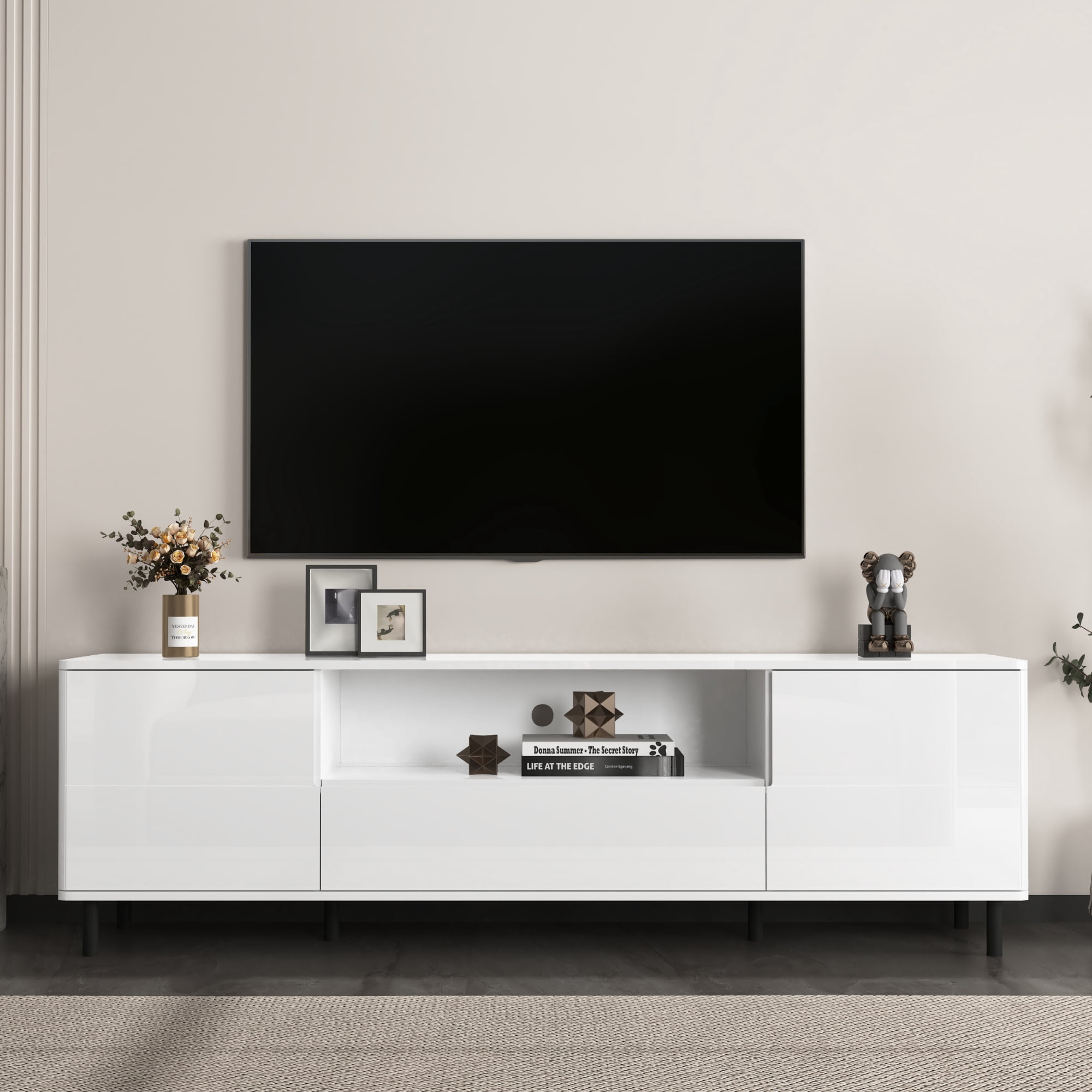 Modern TV Console Table, TV Stand, Entertainment Center with Storage Shelves,TV Cabinet for Living Room, Bedroom,63x15.74x19.68 inch