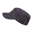 thumbnail image 3 of WITHMOONS Hiphop Stud Rivets Cadet Cap Cotton Vintage Distressed Washed Hat AC21433 (Purple), 3 of 5