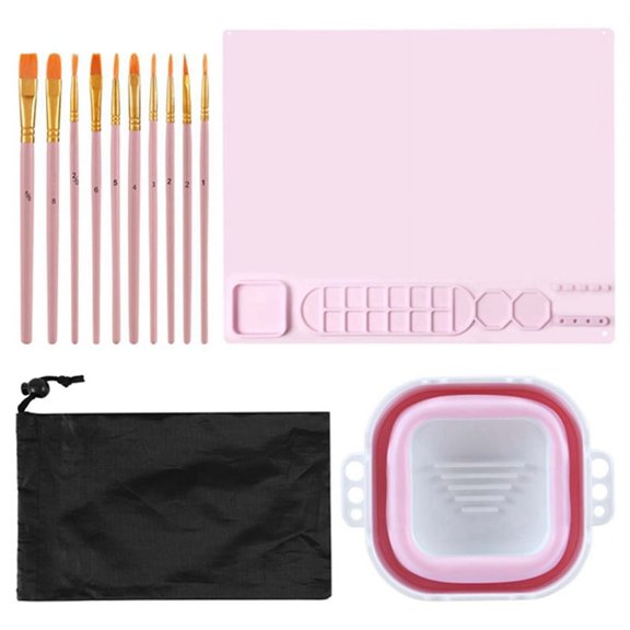 Silicone Painting Mat,Silicone Art Mat, Art Mat with Cup, Easy Clean Up, Protects Surfaces Perfectly. for Paint, Color