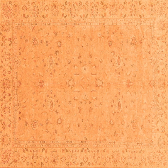 Ahgly Company Indoor Square Abstract Orange Modern Area Rugs, 7' Square