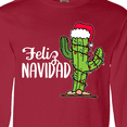 thumbnail image 4 of Inktastic Feliz Navidad Christmas Cactus in Santa Hat Long Sleeve T-Shirt, 4 of 5