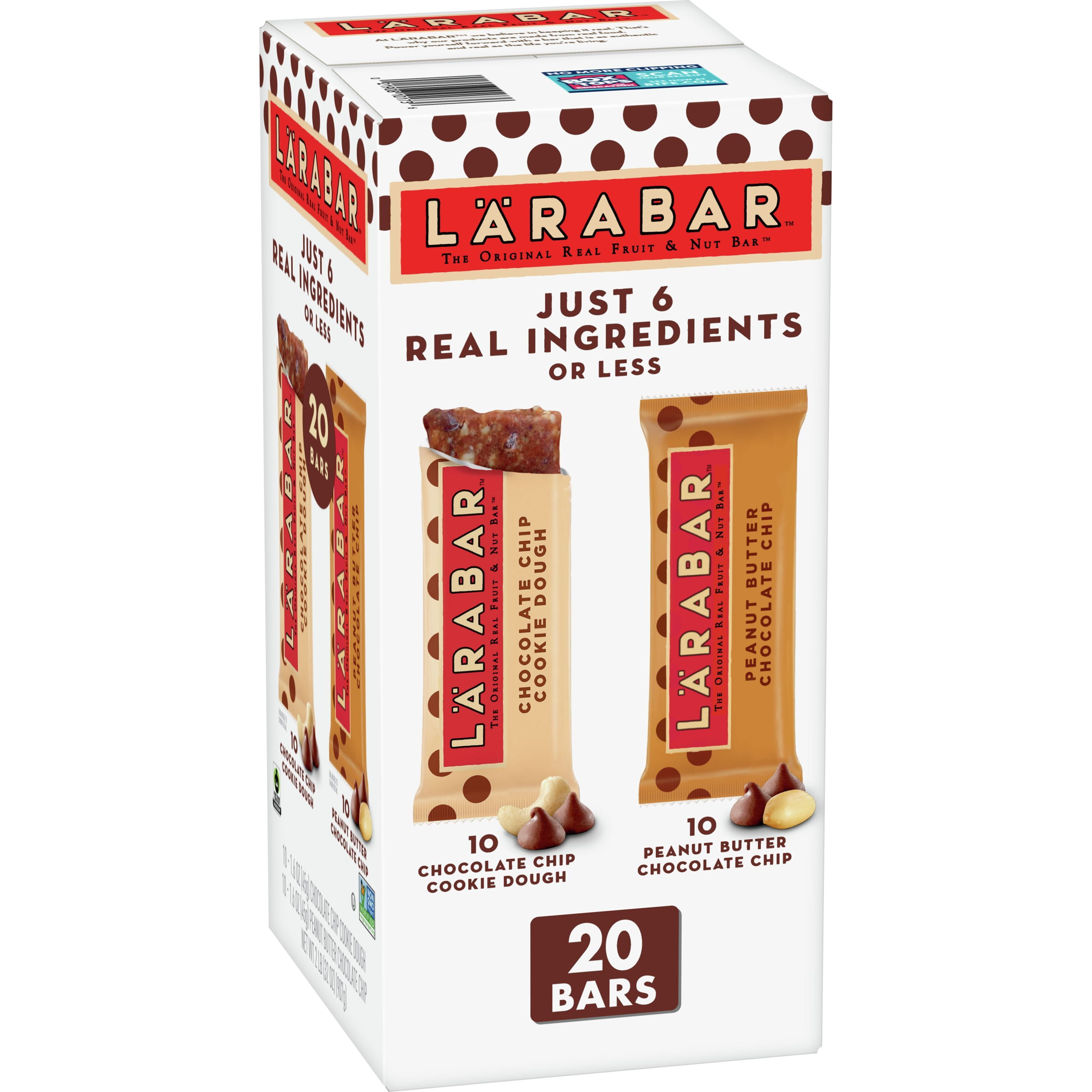 LARABAR Fruit and Nut Bar, PB Choc. Chip and Choc. Chip Cookie Dough, 20ct