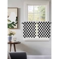 thumbnail image 3 of Simple Black White Checkered Tier Curtains 24 Inch Length,Sheer Curtains for Bedroom Living Room Window Lattice Buffalo Plaid Rod Pocket Drapes Kitchen Curtains Small Half Window 27.5"x24" 2 Panels, 3 of 6