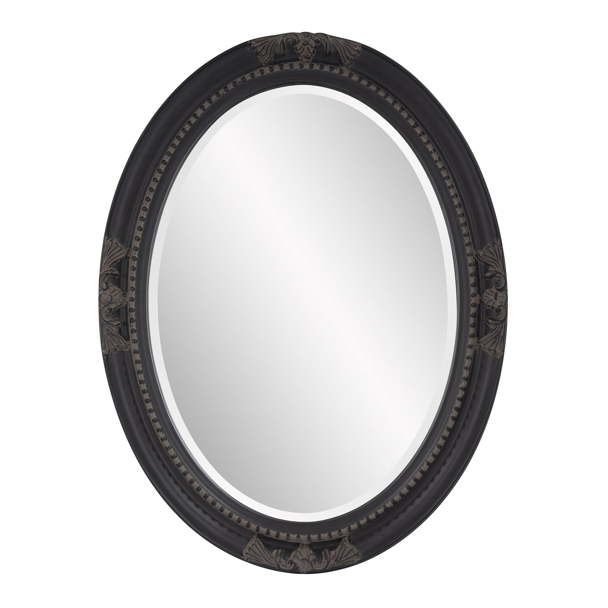 Tyler Dillon Black Wood Oval Queen Ann Antique Wall Mirror