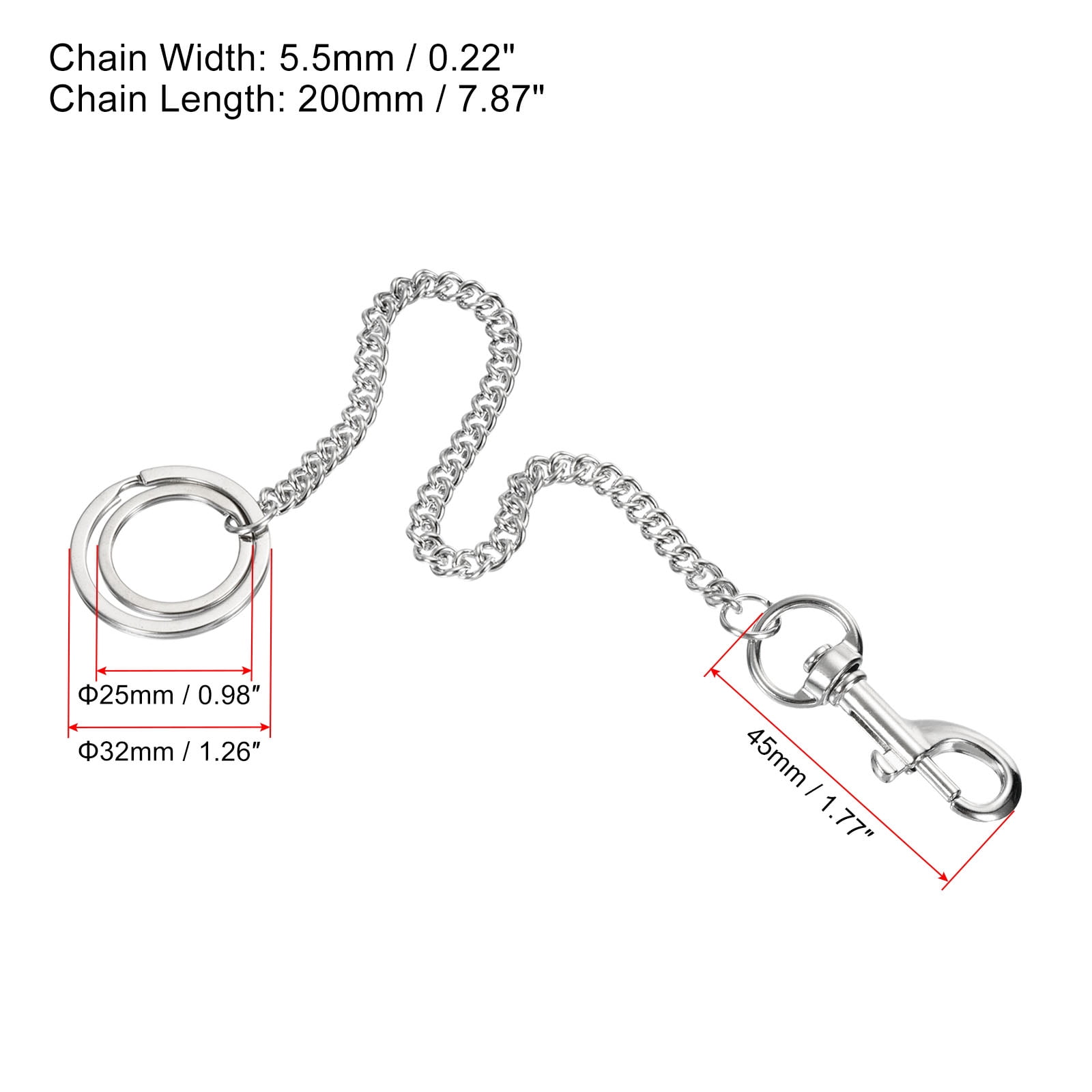 Unique Bargains Wallet Keychain with Keyring Lobster Clasp Metal Belt Loop Clip Silver