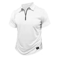 thumbnail image 5 of Dresfit Mens Polo Quarter Zip Shirts Short Sleeve Big and Tall Collared T-Shirt Summer 2026 Lapel Business Shirt Zipper Lightweight Athletic Tees White 2XL, 5 of 6