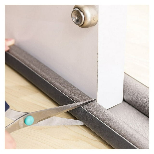 Protector de puertas contra corrientes de aire, barrera a prueba de viento y sonido, bloqueador de ruido de espuma y algodón perlado, burlete ajustable para puertas interiores (gris, 1 pieza)