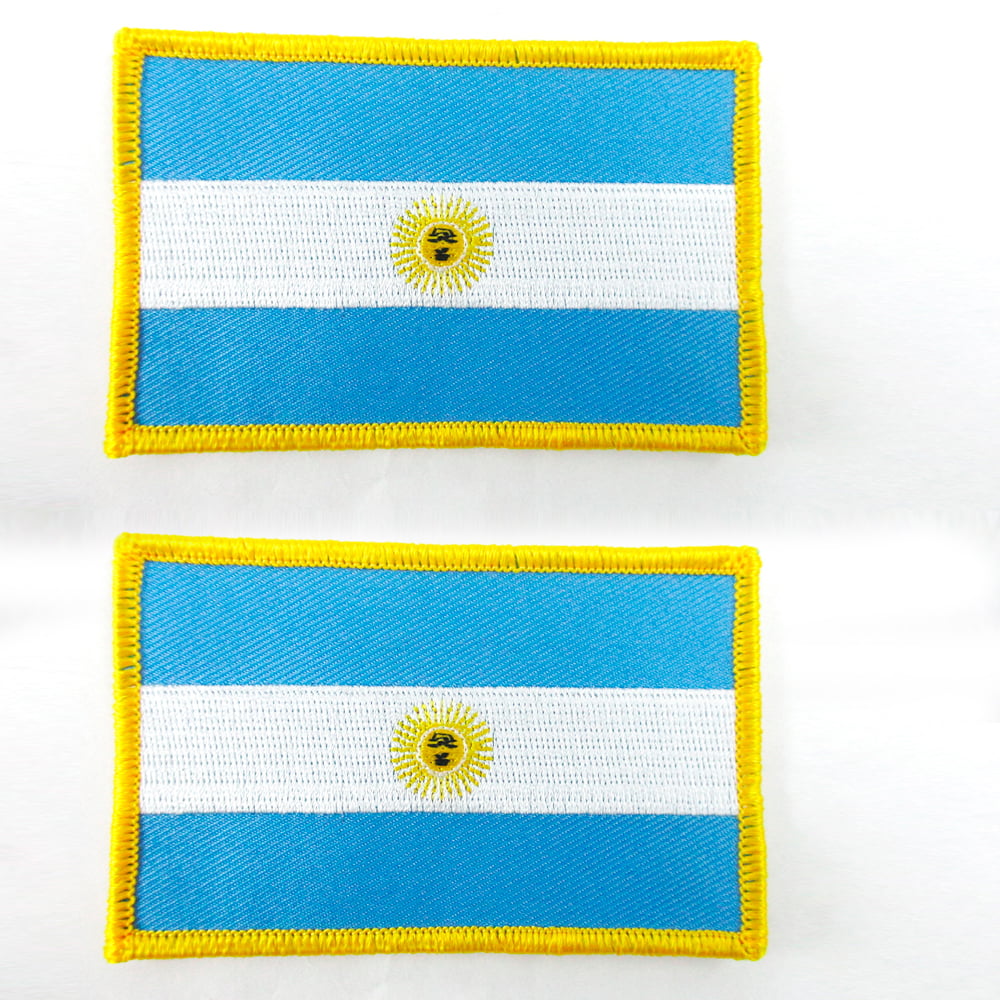 Set Of 2 Argentina Crest Iron On Badge For Fabric Material 