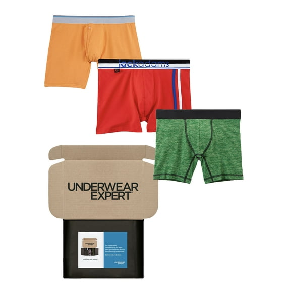 Underwear Expert Men's Boxer Briefs Curated Mystery Box, 3 Pairs