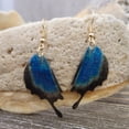 thumbnail image 2 of Besheek Handmade Blue & Black Butterfly Wing Resin Boho Style Dangle Earring, 2 of 5
