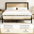 thumbnail image 3 of 4 EVER WINNER Queen Size Bed Frame, Rattan Bed Frame with Natural Rattan Headboard and Footboard, No Box Spring Needed, Black, 3 of 7