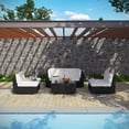 thumbnail image 3 of Modway Camfora 5 Piece Outdoor Sofa Set in Espresso and White, 3 of 3