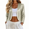 thumbnail image 5 of NominalSnug Womens Sequin Cardigan Open Front Long Sleeve Cropped Casual Jacket with Pockets Fall Outfits, 5 of 7