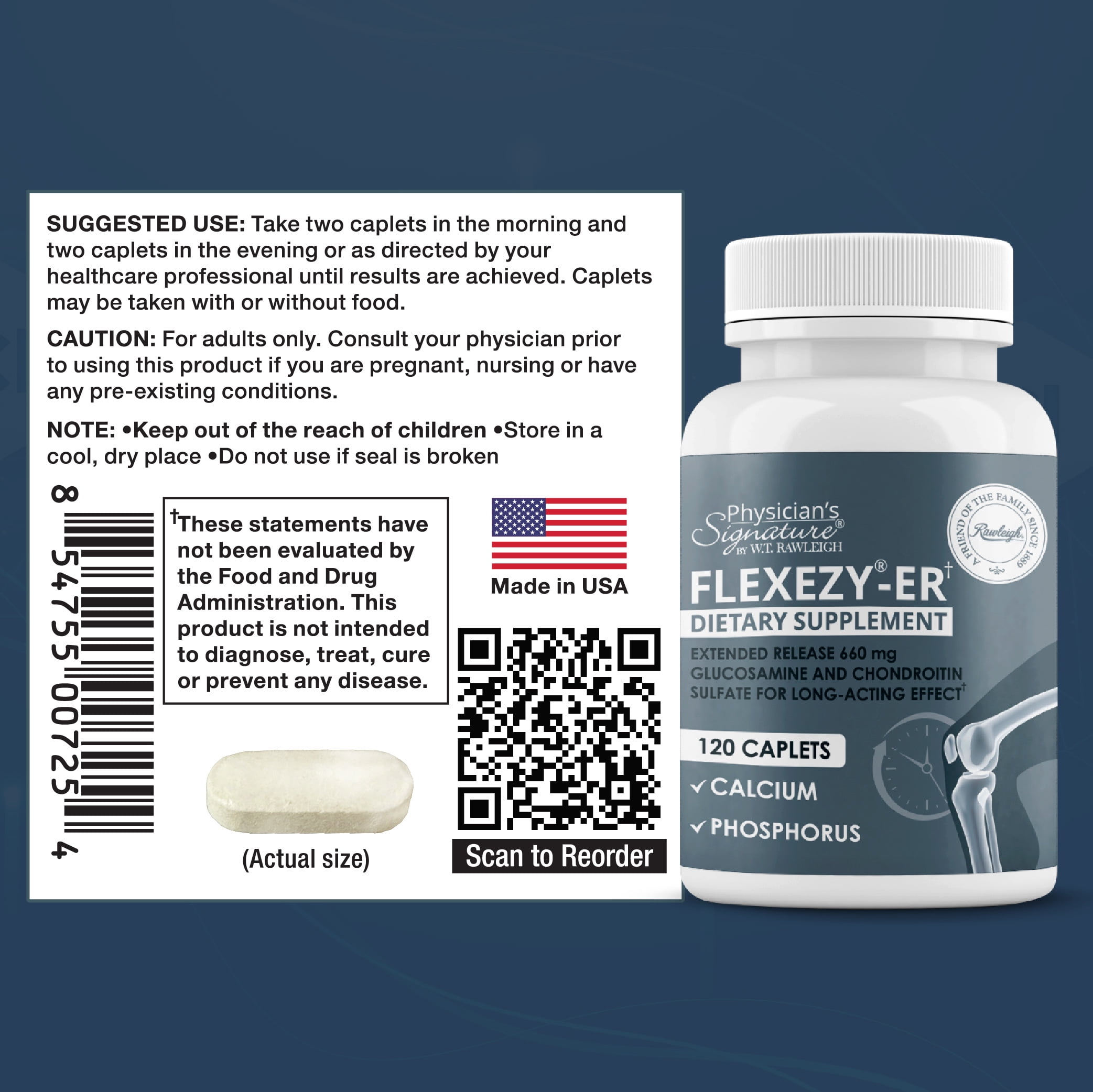 Rawleigh Flexezy-ER with Glucosamine & Chondroitin for Joints & Cartilage Health 120 Count