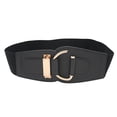 thumbnail image 4 of New Women Belt Black Faux Leather Elastic Gold Hook Buckle, 4 of 8