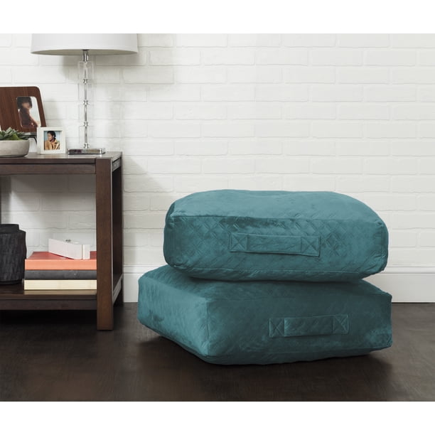 Better Home and Gardens Everly Quilted Velvet Oversized Floor Cushion Pacifica Green Teal