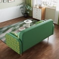 thumbnail image 5 of Vibrant Green Loveseat Sofa: Modern Upholstered 2-Seater PU Sofa with Tulip Pattern, Solid Wood Frame, Medium-Soft Seat, Includes 2 Dumpling Pillows. Perfect for Living Rooms &amp; Apartments. Easy A, 5 of 11