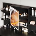 thumbnail image 4 of DWVO Makeup Vanity Set with Lighted Mirror & Power Outlet, Hidden Storage Shelves, Vanity Dressing Table with Drawers & Cushioned Stool, Dressing Table for Girls, Women, Black, 4 of 7