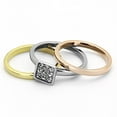 thumbnail image 2 of Three Tone IP√Ø¬ºÀÜIP Gold & IP Rose Gold & High Polished) Stainless Steel Ring with Top Grade Crystal in Clear for Women Clear Stone Color Style TK1277 Size 7, 2 of 4