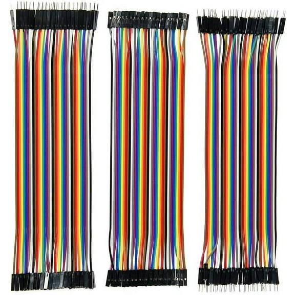 Makeronics 120pcs Multicolored Dupont Wire 40pin Male to Female (M/F), 40pin Male to Male (M/M), 40pin Female to Female (F/F) Breadboard Jumper Wires Ribbon Cables Kit for arduino and Raspberry Pi