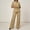 Khaki, variant on Purcolt Womens 2 Piece Matching Pant Set Dressy Casual Collared Roll Up Long Sleeve Button Front Shirt Full Length Wide Leg Trousers Business Work Office Outfits