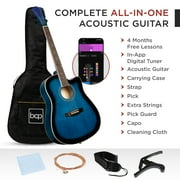 Best Choice Products 41in Full Size Beginner Acoustic Guitar Set with Case, Strap, Capo, Strings - Blue