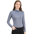 thumbnail image 1 of INSPIRE CHIC Blouse Décontractée à Carreaux pour Femme à Col Roulé Ajustée à Manches Longues, 1 of 6