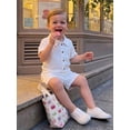 thumbnail image 4 of BemeyourBBs Toddler Baby Boy Summer Clothes 0 6 12 18 24 Months 2 3 4 Years Newborn Baby Boys Summer 2 Piece Outfits Short Sleeve Pocket Button Down Shirt and Shorts Set, 4 of 9