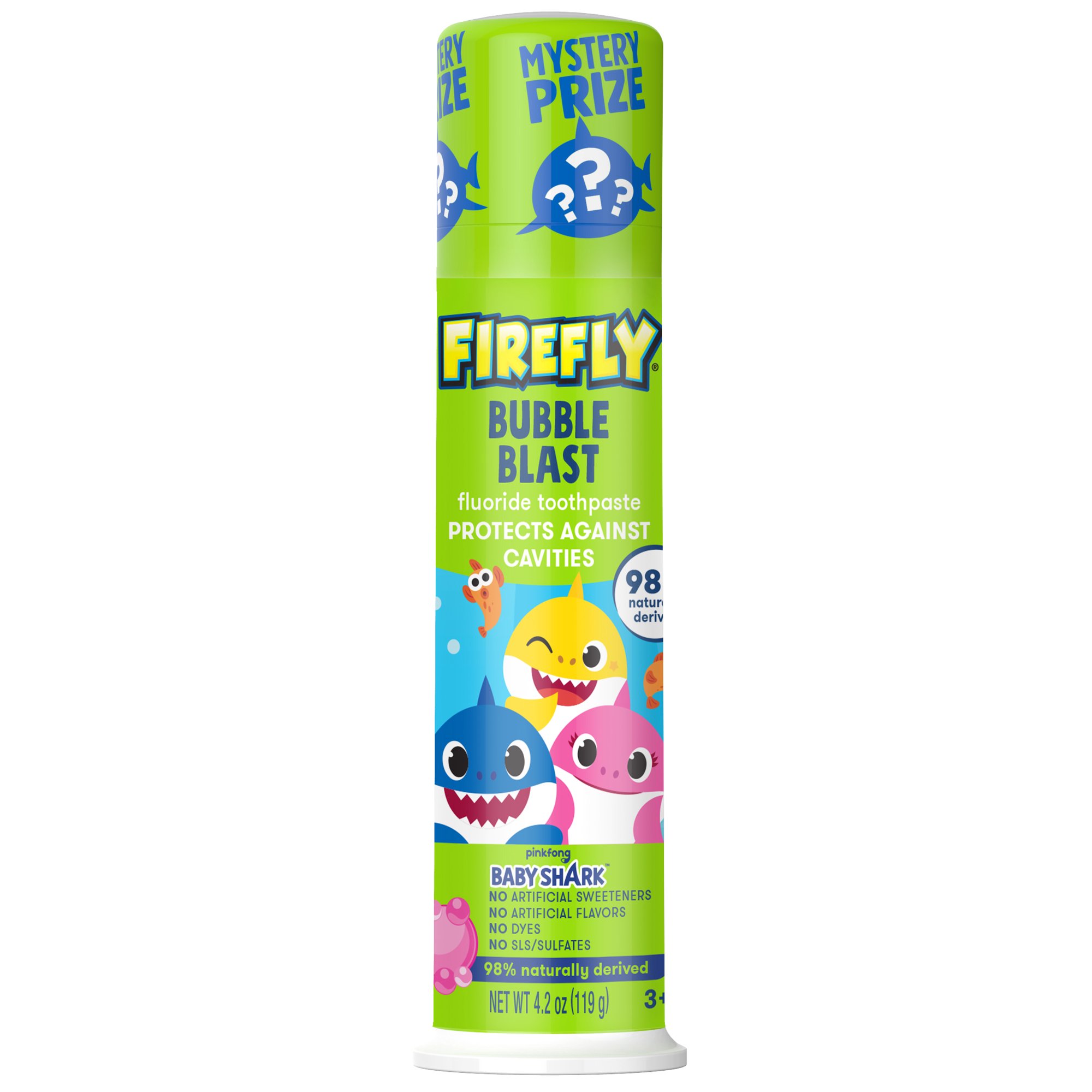 Firefly Baby Shark Bubble Gum Toothpaste, No Artificial Flavors, 4.2 oz