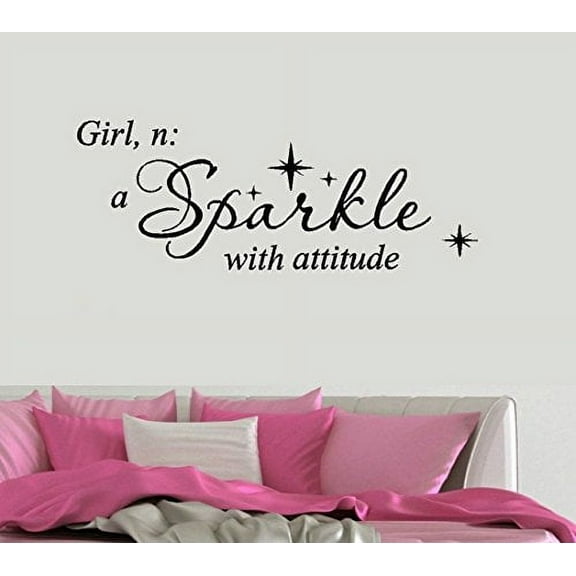 GIRL, nA SPARKLE WITH ATTITUDE ~ WALL DECAL 8" X 20"